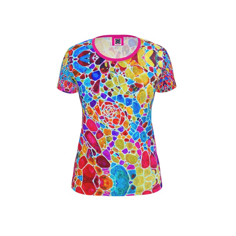 Ladies Cut and Sew T-Shirt. Fractals Of Happy. Series "5D"