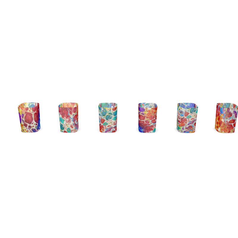 Square Shot Glasses 6 Set. "Happiness".