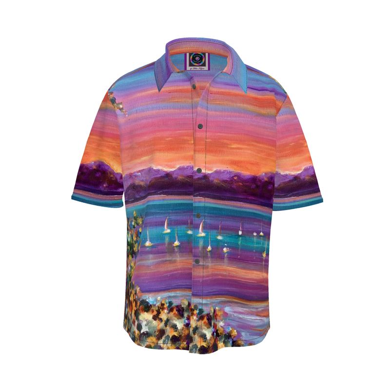 Men's Short Sleeve Shirt. "Vermont Sunset". Series "Serenity""