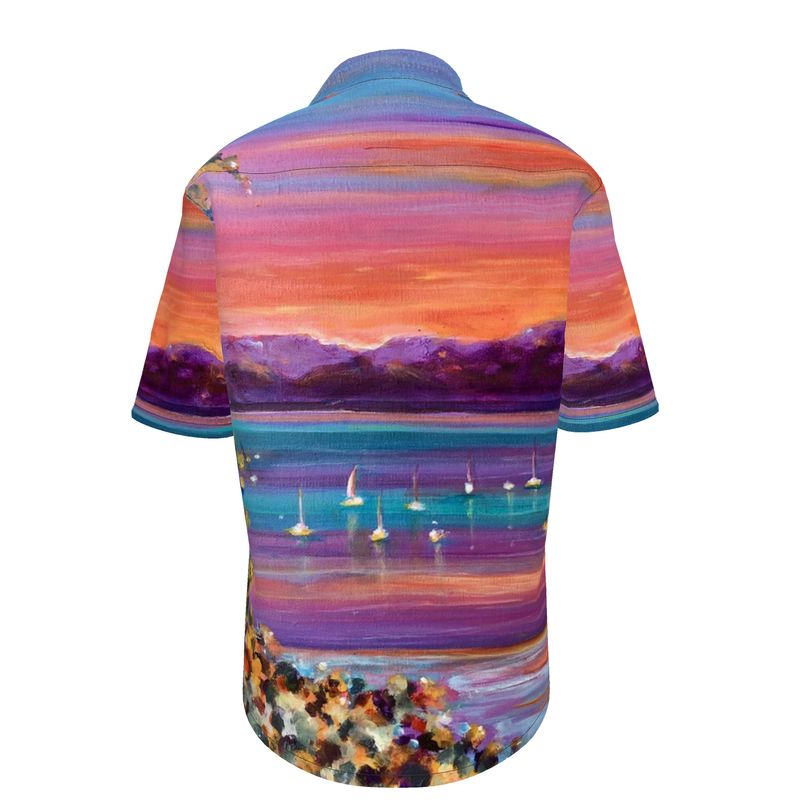 Men's Short Sleeve Shirt. "Vermont Sunset". Series "Serenity""
