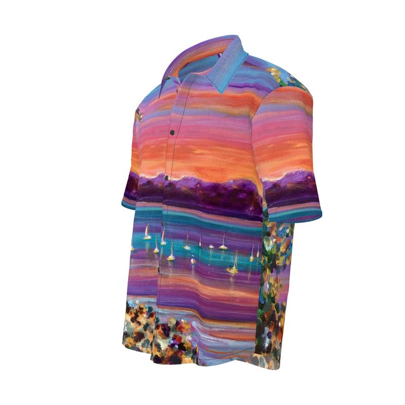 Men's Short Sleeve Shirt. "Vermont Sunset". Series "Serenity""